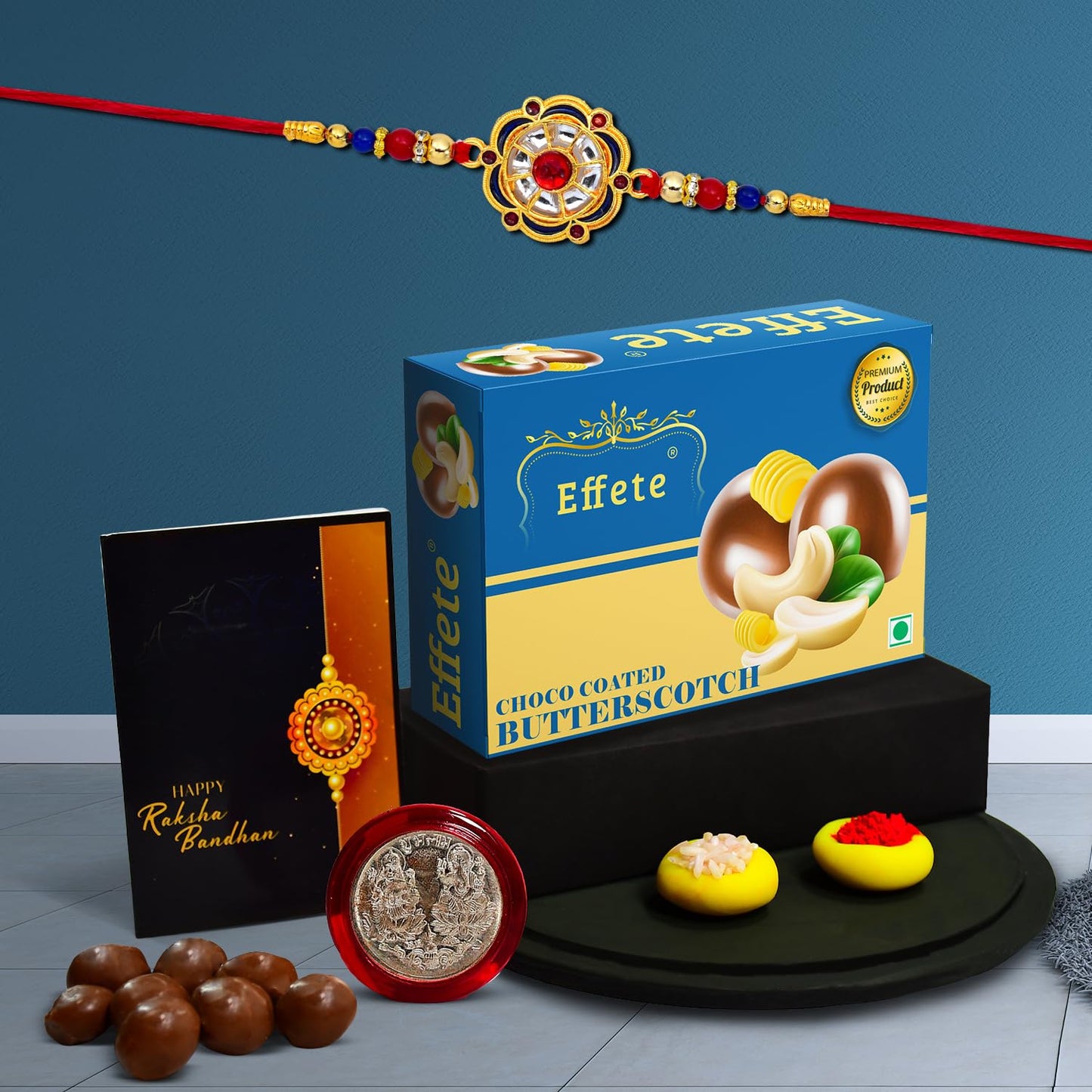 Rakhi (K1_299_bs32) Chocolate Butter Scotch 32gm Rakhi Combo With Card And Chocolate Chocolates Gift Pack Rakhi Chocolate For Brother Rakhi With Gift Set Of 1 Rakhi