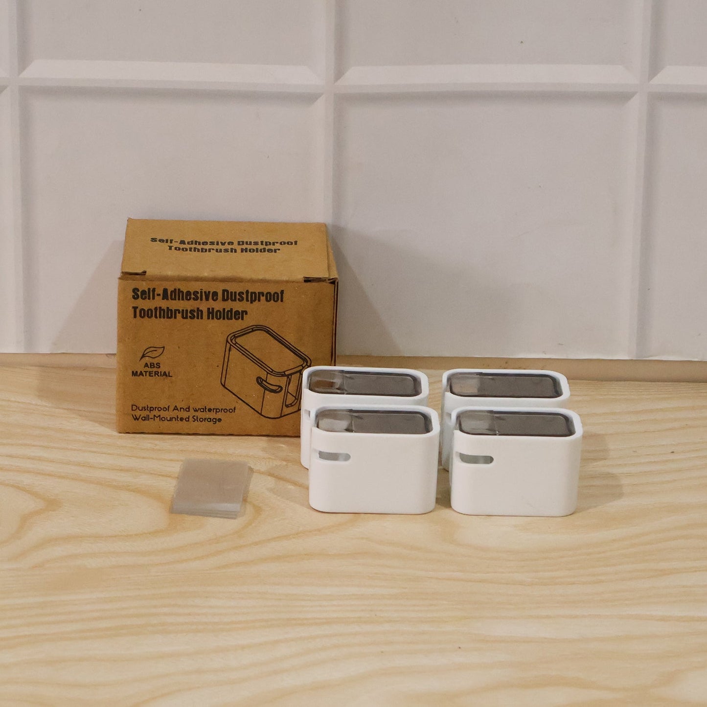Self Adhesive Dustproof Toothbrush Holder Space-saving Wall Mount